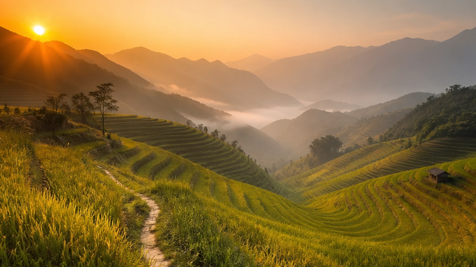Rizières en terrasses dans les montagnes du nord du Vietnam